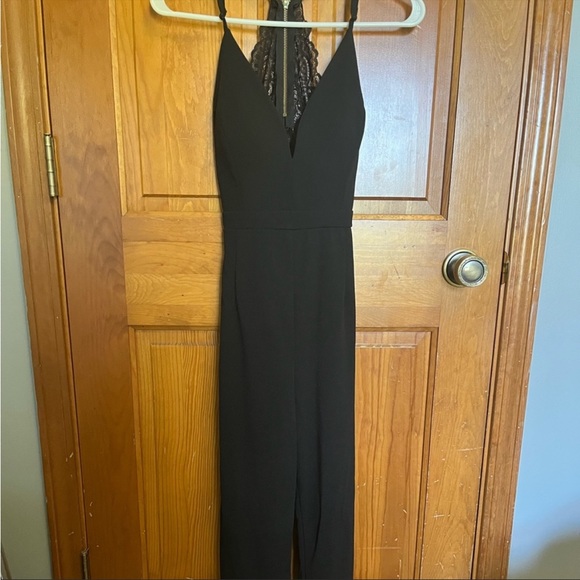 black Jumpsuit size medium lace back - Picture 3 of 12